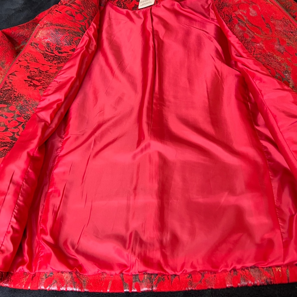 Pleated Front, Snake Skin Patterned, Red & Black … - image 2